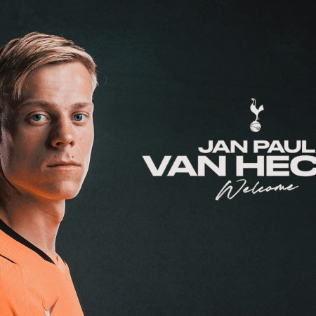 Jan Paul van Hecke in a Tottenham Hotspur shirt